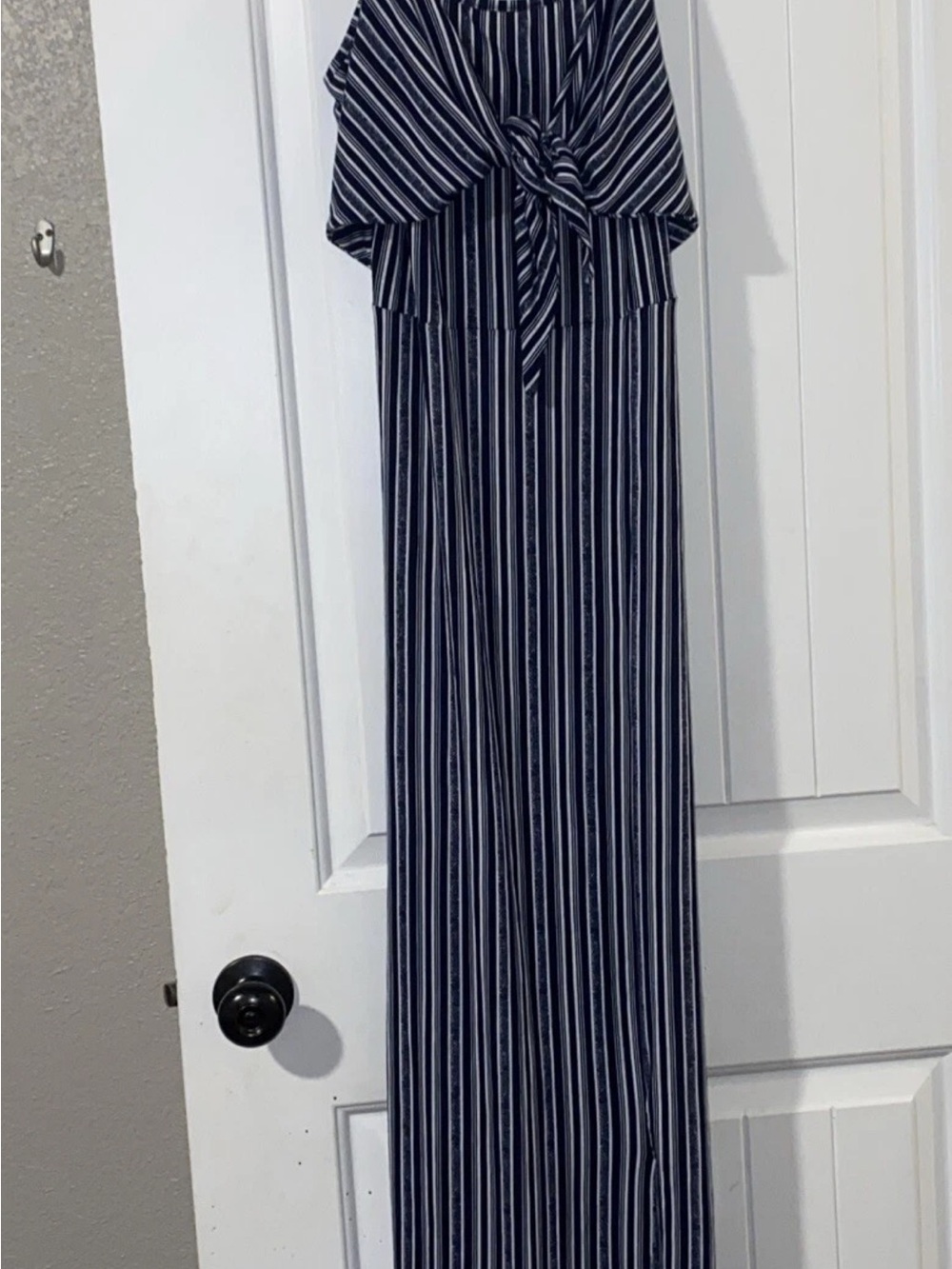 Derek Heart Navy and White Striped Maxi with Front Knot